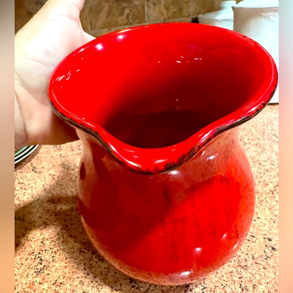 Ceramic Pitcher Jug Made in Italy Red Black Pottery 6" - Picture 2 of 6